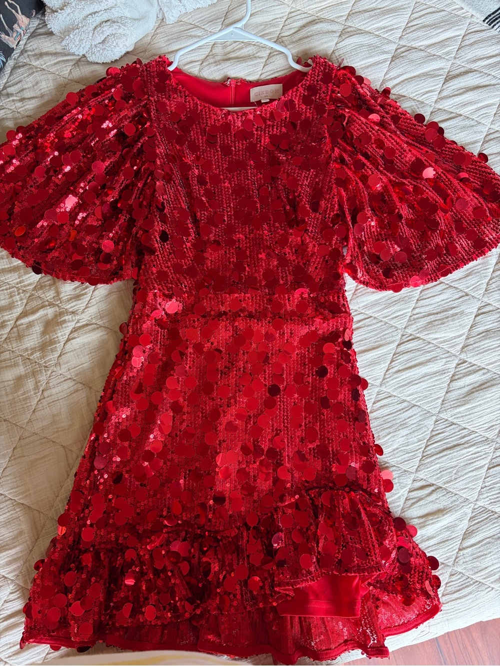 Women's Red Sequin Mini Dress - Brand: OLEG by Oleg Cassini